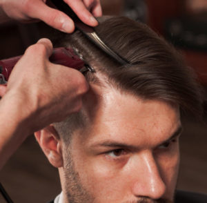 Male getting a haircut